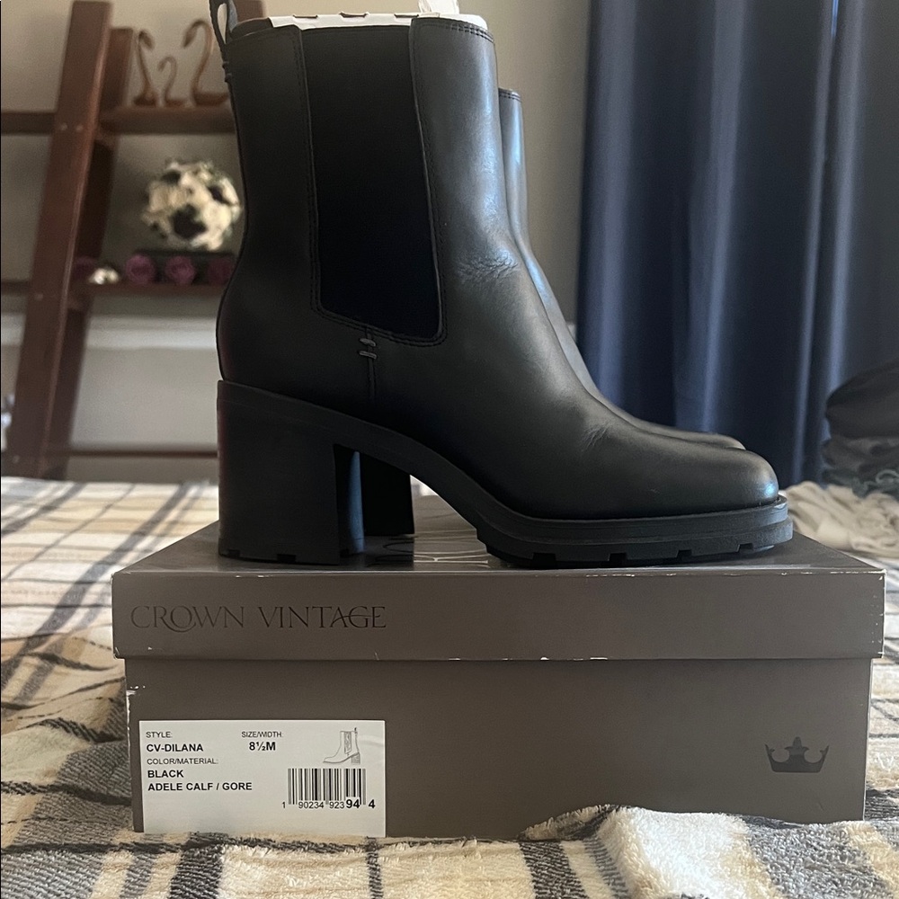 Crown Vintage Black Heeled Boots